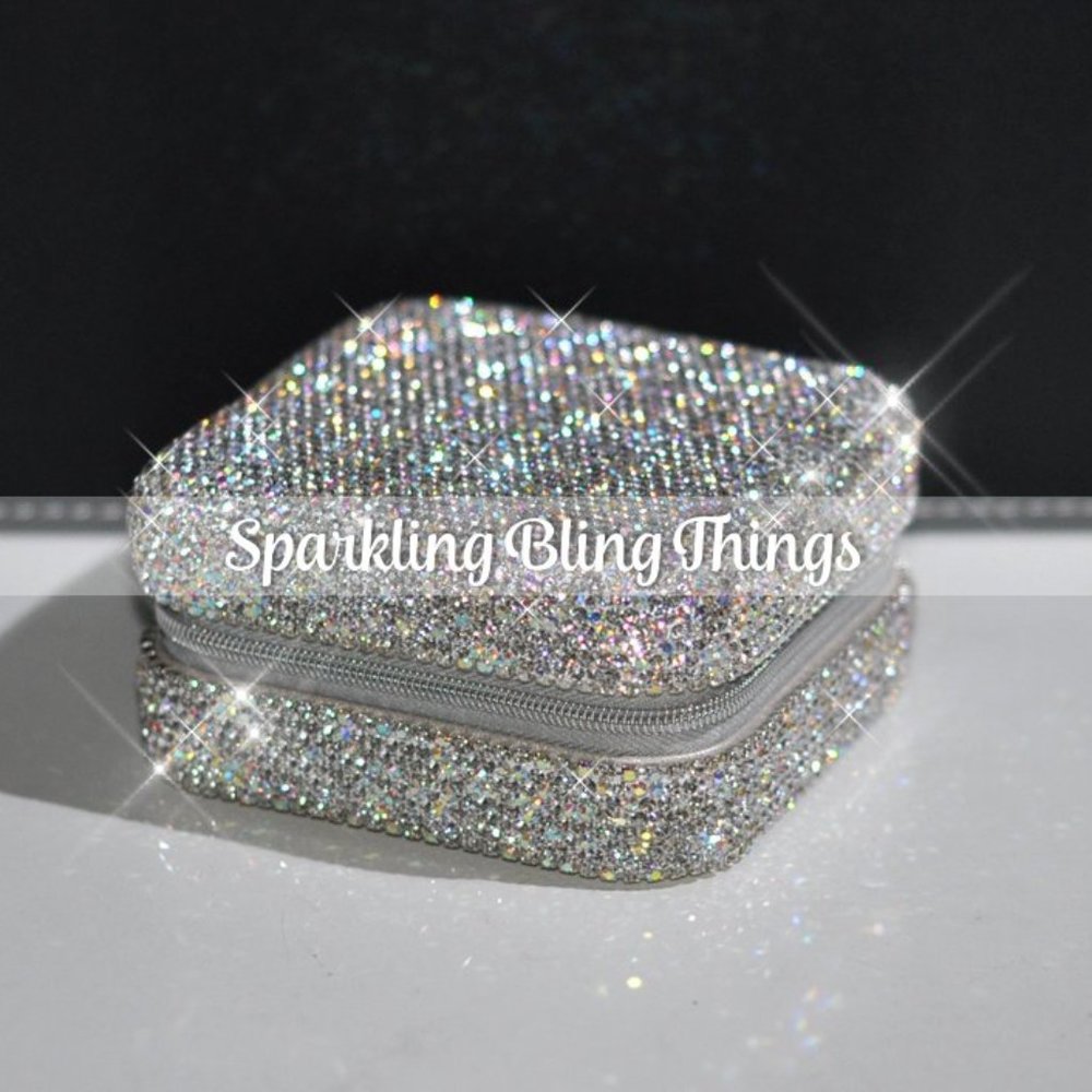 NEW Jewelry Box Sparkling Bling Swarovski Crystal Rhinestones: Silver AB or Pink - Picture 7 of 12